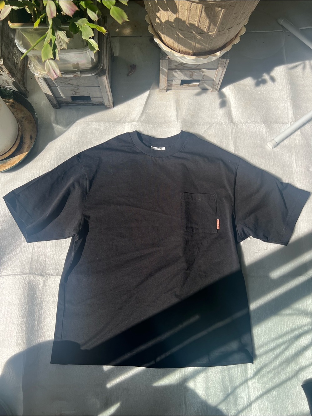 Acne Studios Black Oversized Pocket Tee Pink Label